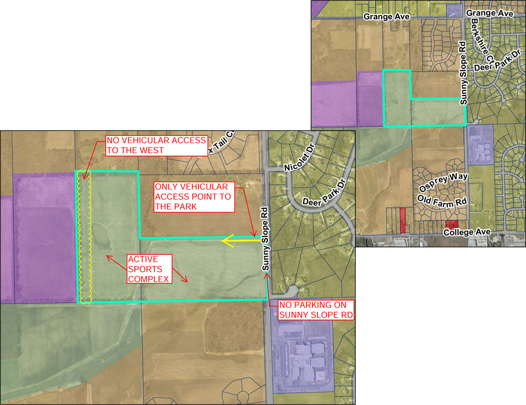 Map showing access to new park